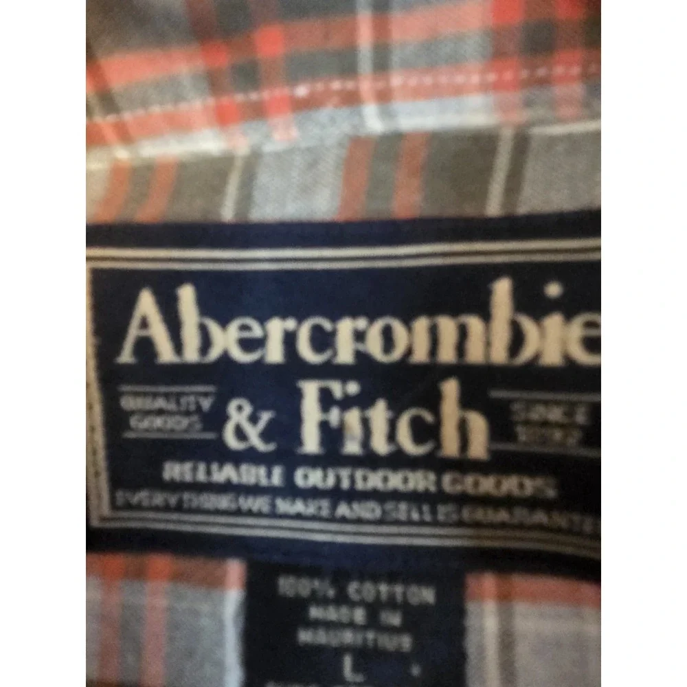 Abercrombie Y2k Men's L Shirt Long Sleeve Orange Brown Multi Check Retro Preppy‎